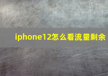 iphone12怎么看流量剩余