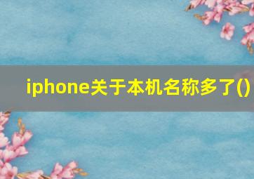 iphone关于本机名称多了()