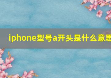 iphone型号a开头是什么意思