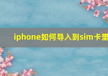 iphone如何导入到sim卡里