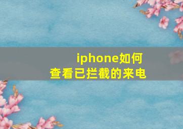 iphone如何查看已拦截的来电