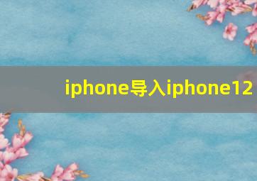 iphone导入iphone12