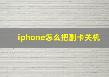 iphone怎么把副卡关机