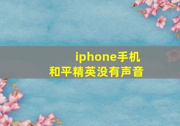 iphone手机和平精英没有声音