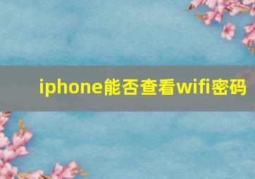 iphone能否查看wifi密码