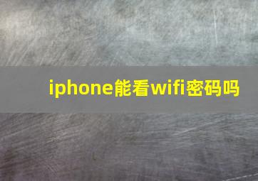 iphone能看wifi密码吗