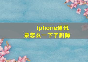 iphone通讯录怎么一下子删除