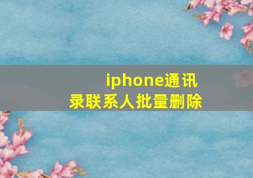 iphone通讯录联系人批量删除