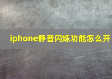 iphone静音闪烁功能怎么开