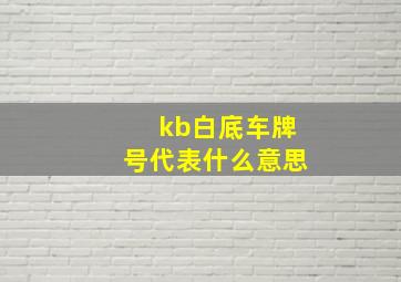 kb白底车牌号代表什么意思