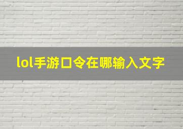 lol手游口令在哪输入文字