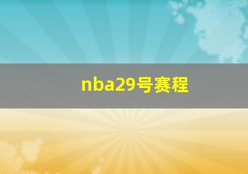 nba29号赛程