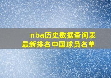 nba历史数据查询表最新排名中国球员名单