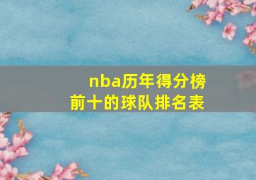 nba历年得分榜前十的球队排名表