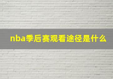 nba季后赛观看途径是什么