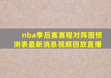 nba季后赛赛程对阵图预测表最新消息视频回放直播