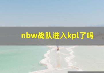 nbw战队进入kpl了吗