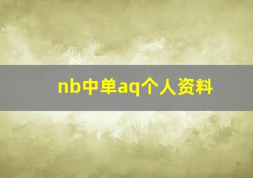 nb中单aq个人资料