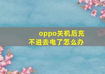 oppo关机后充不进去电了怎么办