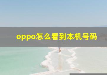 oppo怎么看到本机号码