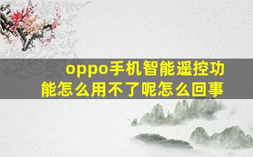 oppo手机智能遥控功能怎么用不了呢怎么回事