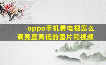 oppo手机看电视怎么调亮度高低的图片和视频