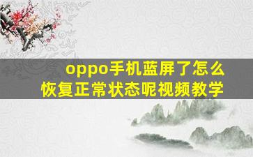 oppo手机蓝屏了怎么恢复正常状态呢视频教学