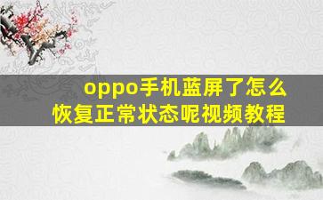 oppo手机蓝屏了怎么恢复正常状态呢视频教程