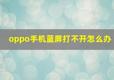 oppo手机蓝屏打不开怎么办