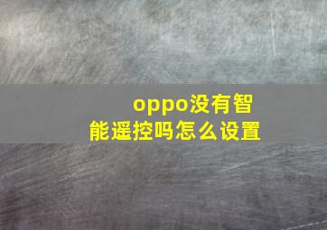 oppo没有智能遥控吗怎么设置