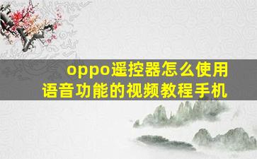 oppo遥控器怎么使用语音功能的视频教程手机