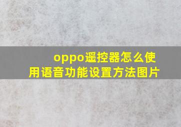 oppo遥控器怎么使用语音功能设置方法图片