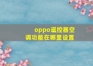 oppo遥控器空调功能在哪里设置