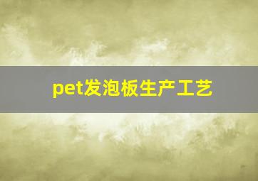 pet发泡板生产工艺