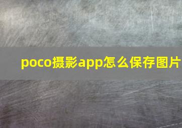 poco摄影app怎么保存图片