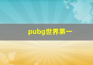 pubg世界第一