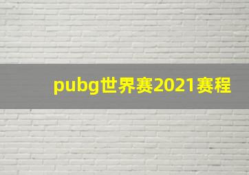 pubg世界赛2021赛程