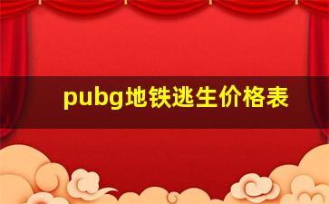 pubg地铁逃生价格表