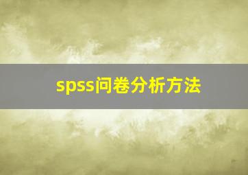 spss问卷分析方法