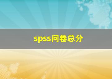 spss问卷总分