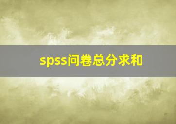 spss问卷总分求和