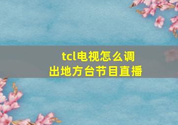 tcl电视怎么调出地方台节目直播