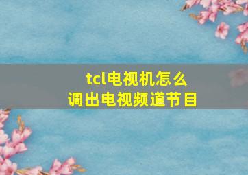 tcl电视机怎么调出电视频道节目