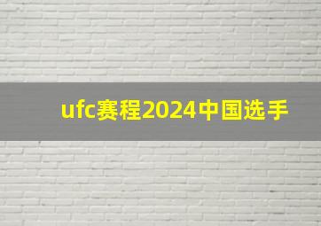 ufc赛程2024中国选手