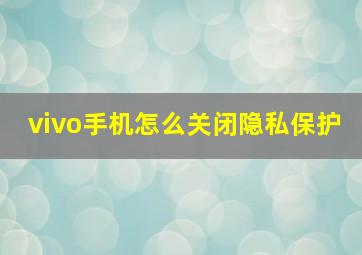 vivo手机怎么关闭隐私保护