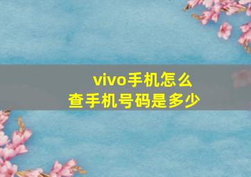 vivo手机怎么查手机号码是多少