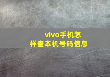 vivo手机怎样查本机号码信息