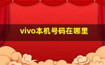 vivo本机号码在哪里