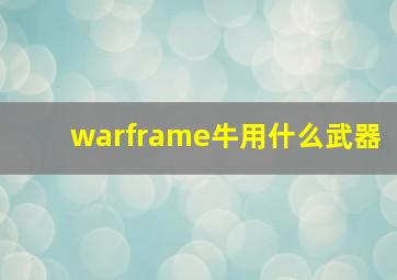 warframe牛用什么武器