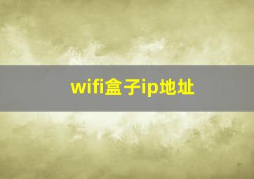 wifi盒子ip地址